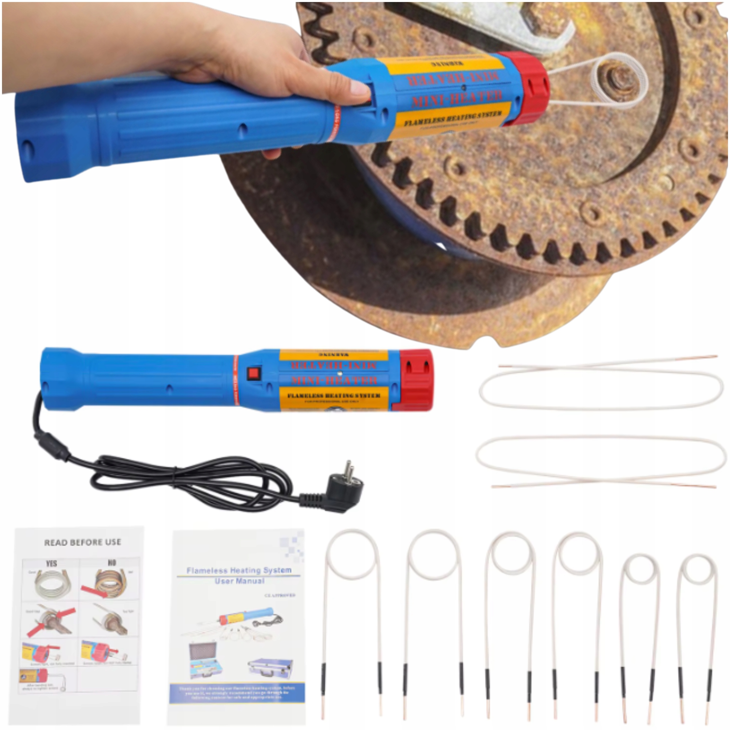 Indukční ohřívač pro šrouby 1100 W Ohřívač 8 hlavic 800 stupňů