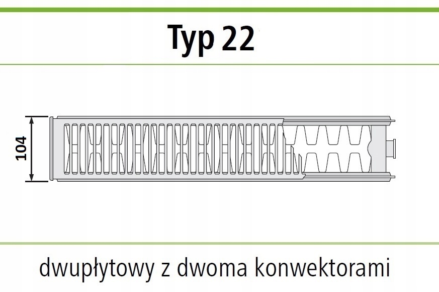 Grzejnik INVENA CV22 600x2000 typ CV 22 DOLNY Szerokość 2000 mm