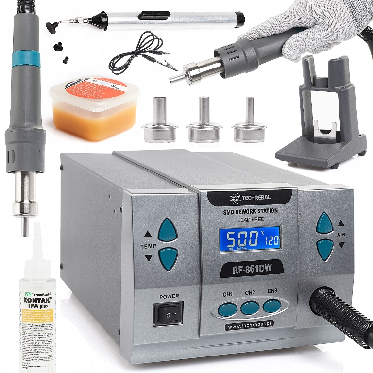 Přesná Pájecí Stanice Hot-air Techrebal RF-861DW 1000W Sada Flux