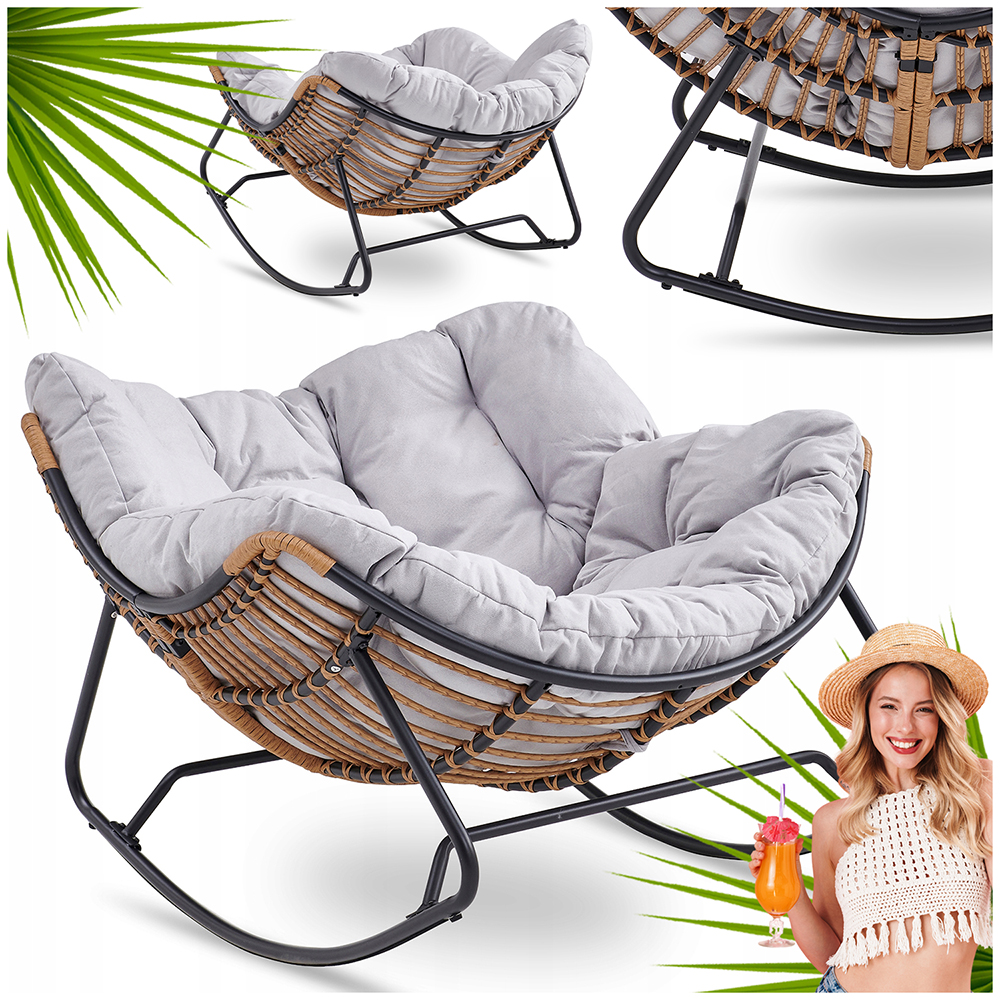 Zahradní houpací křeslo Houpačka pro odpočinek Na Terasu do obývacího pokoje šedé Elton