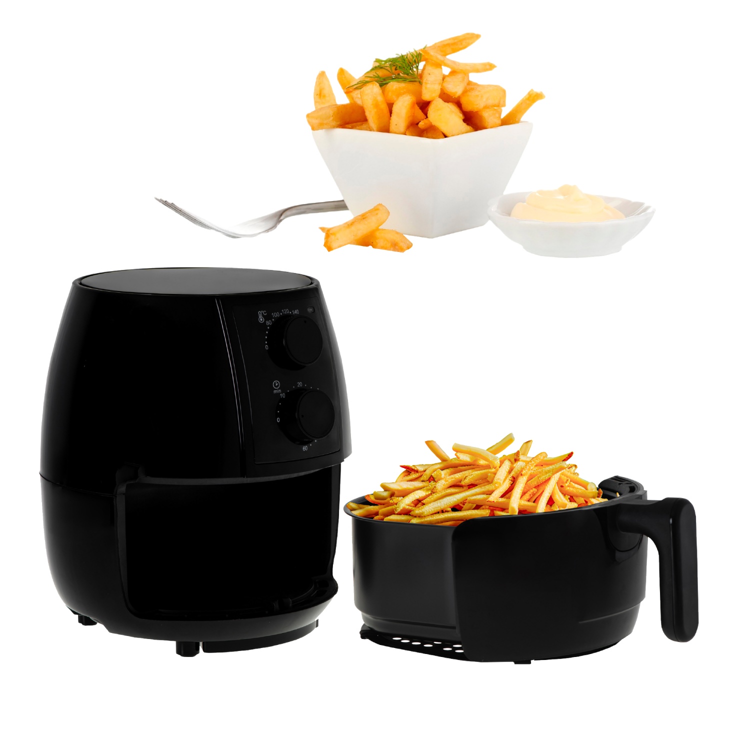 Horkovzdušná fritéza 2,5L Airfryer 1600W Fritéza Regulace Adler