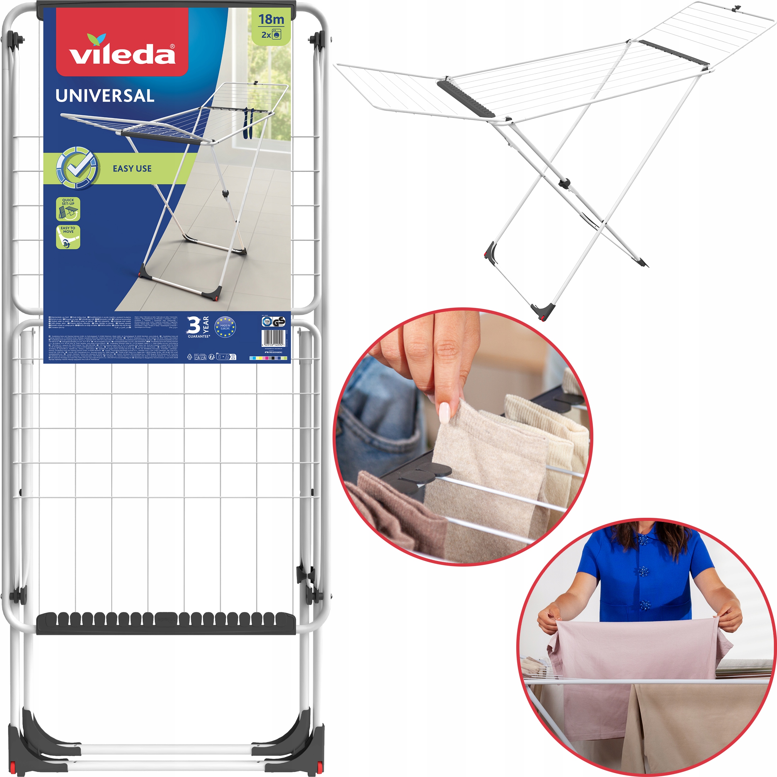 Levně Vileda Sušák Nastavitelná 18 m Místa na praní