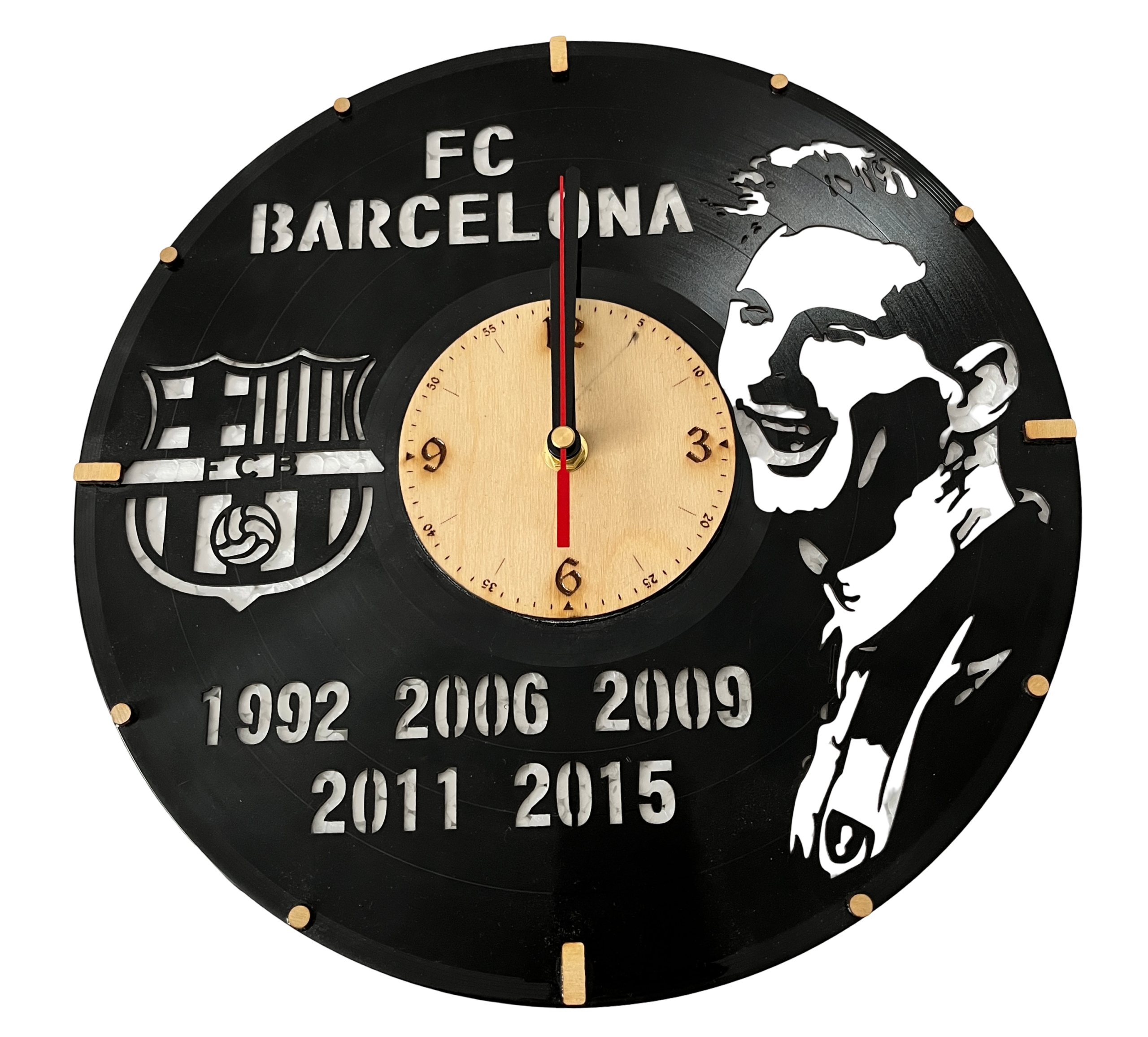 FCBarca Zegar ścienny z prawdziwej płyty winylowej, Barcelona Fc