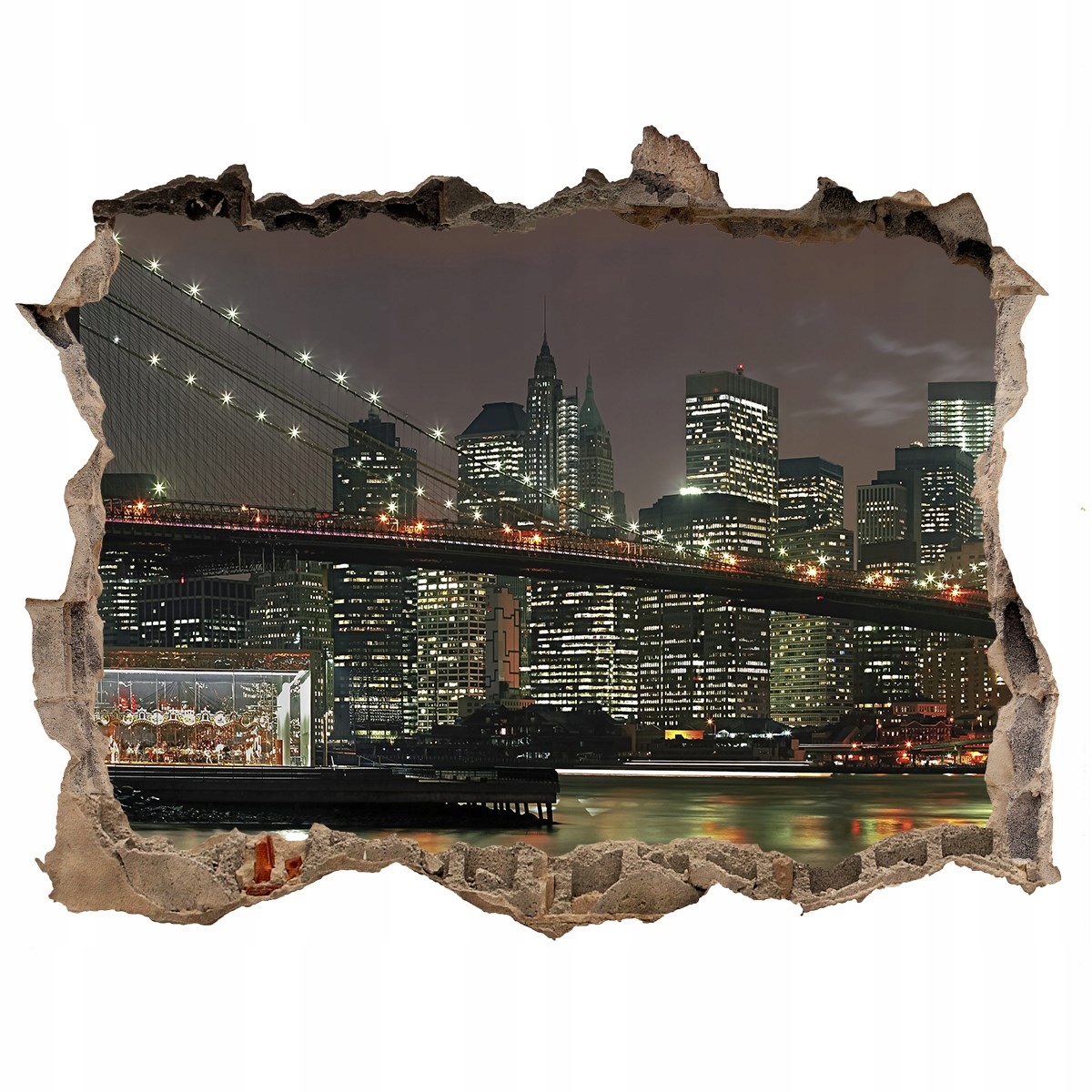 

Fototapeta dziura na ścianę 3d Nowy Jork nocą