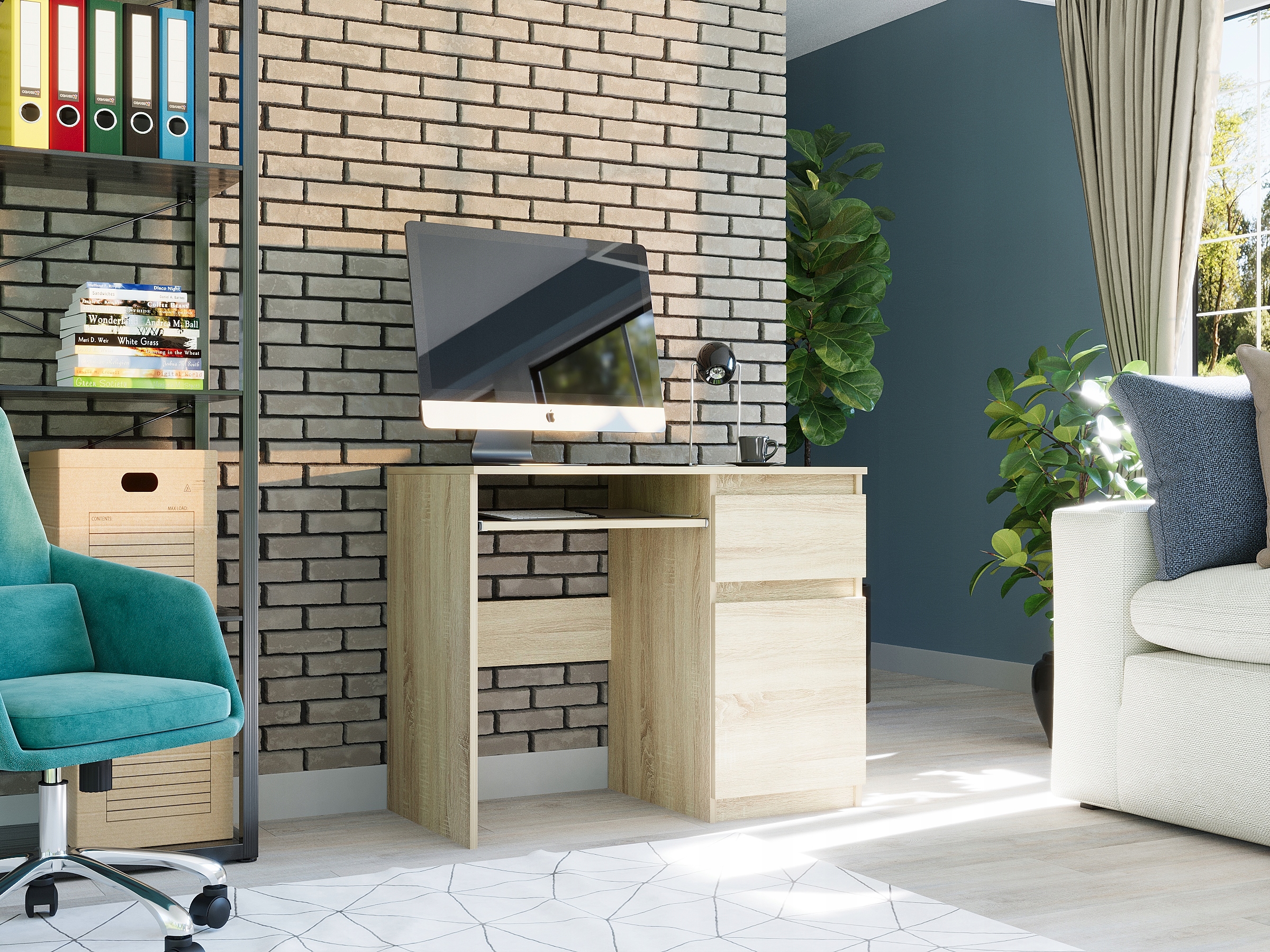 Meble Biurko komputerowe stolik 90cm sonoma N-33 SONOMA