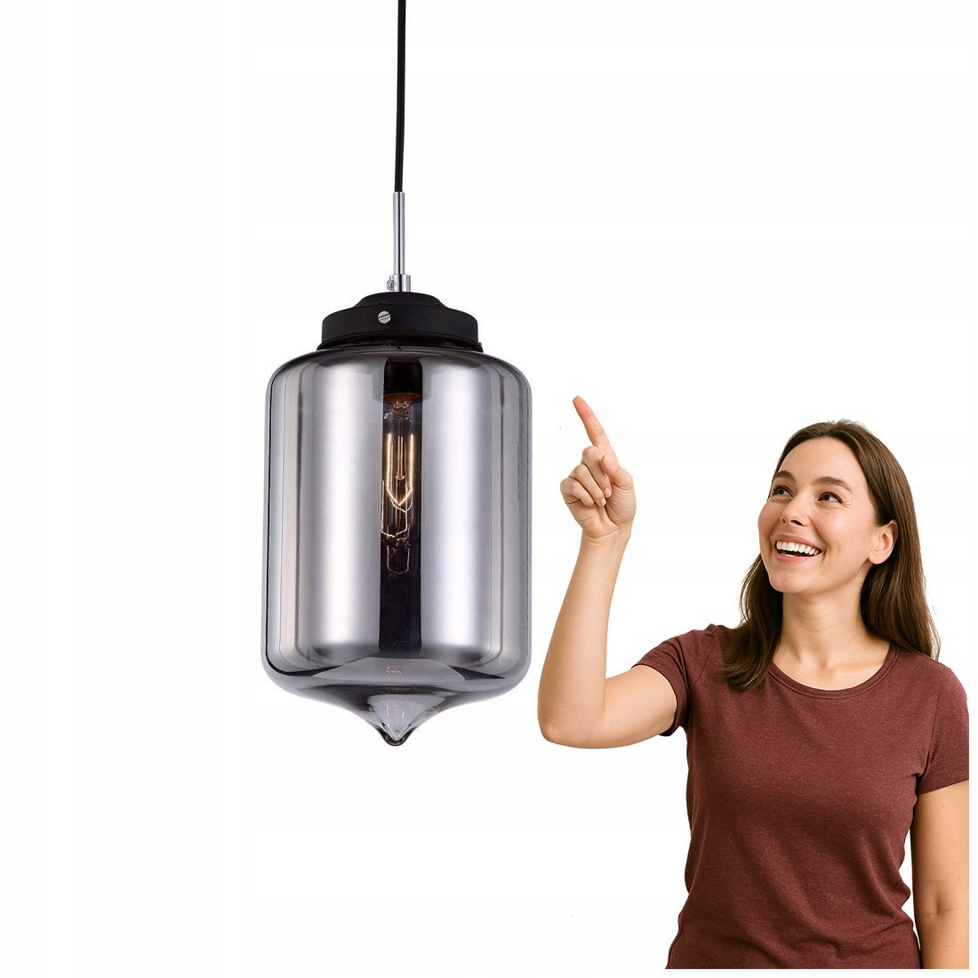 Závesná lampa Tube čierne sklo E27 Italux