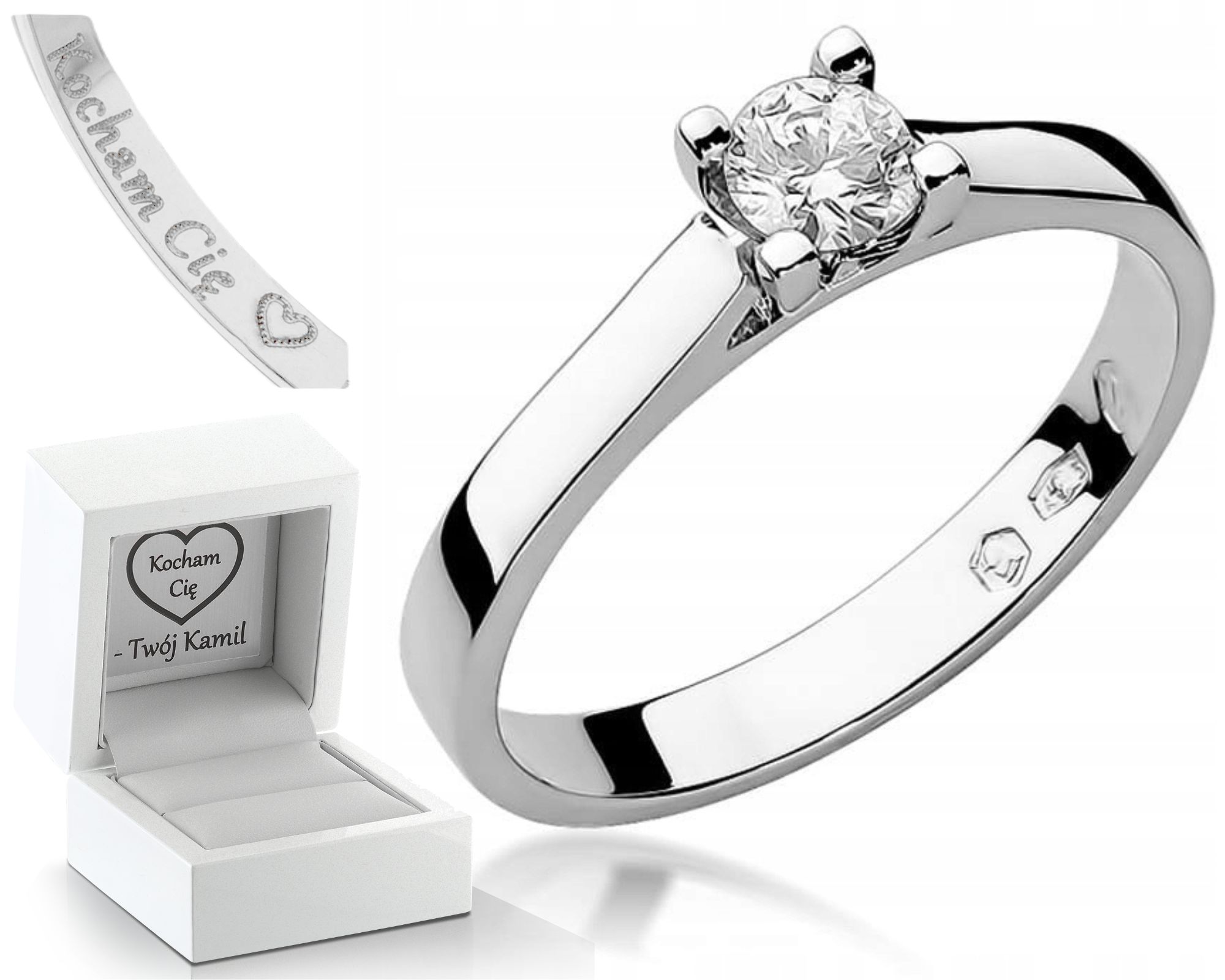 Bílé Zlato Prstýnek Gravírování 585 Bonus Dárek