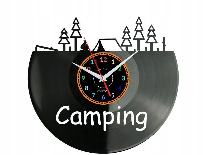 Camping Nástěnné hodiny Vinylová deska Moderní dekorativní jako Dárek k kráse