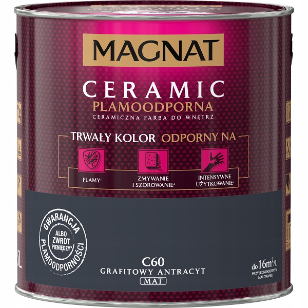 Magnat Ceramic Farba Ceramiczna Do Wnętrz Grafitowy Antracyt C60 2,5L