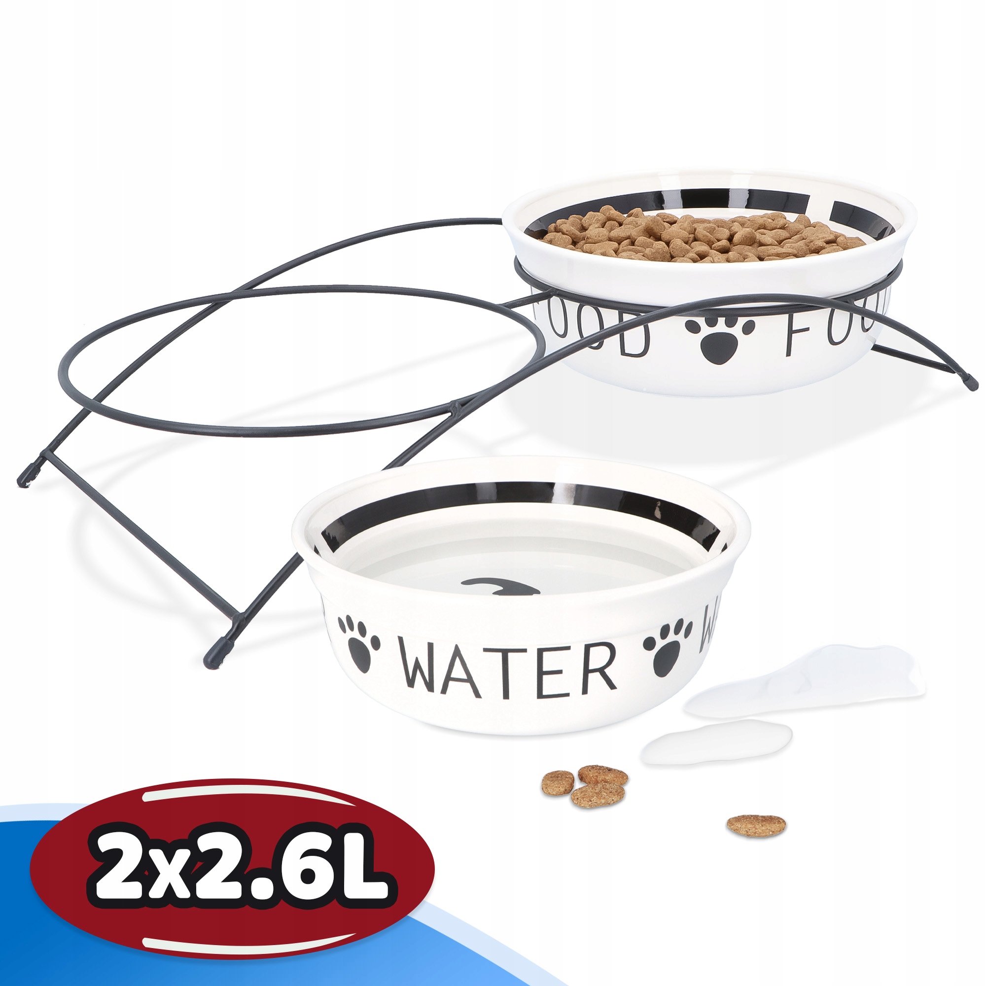 Levně 2x Misky na Stojanu Pro Psa 2,6 l Keramické misky Stojan Velká miska Podvoj 8K