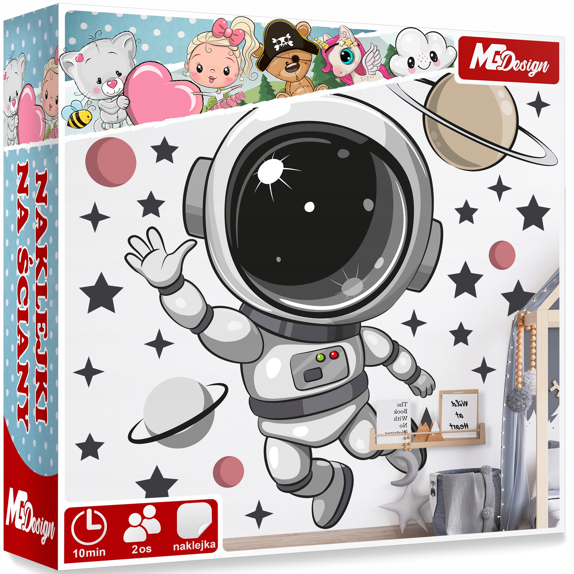 

XL Duża Naklejka na ścianę Astronauta 59x57