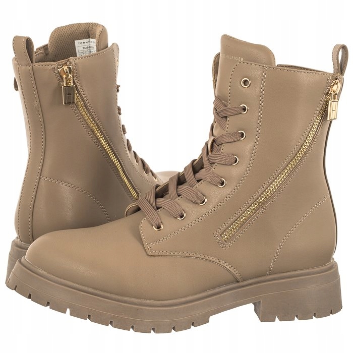 Dámské Kotníkové Boty Tommy Hilfiger Lace-Up Bootie Béžové