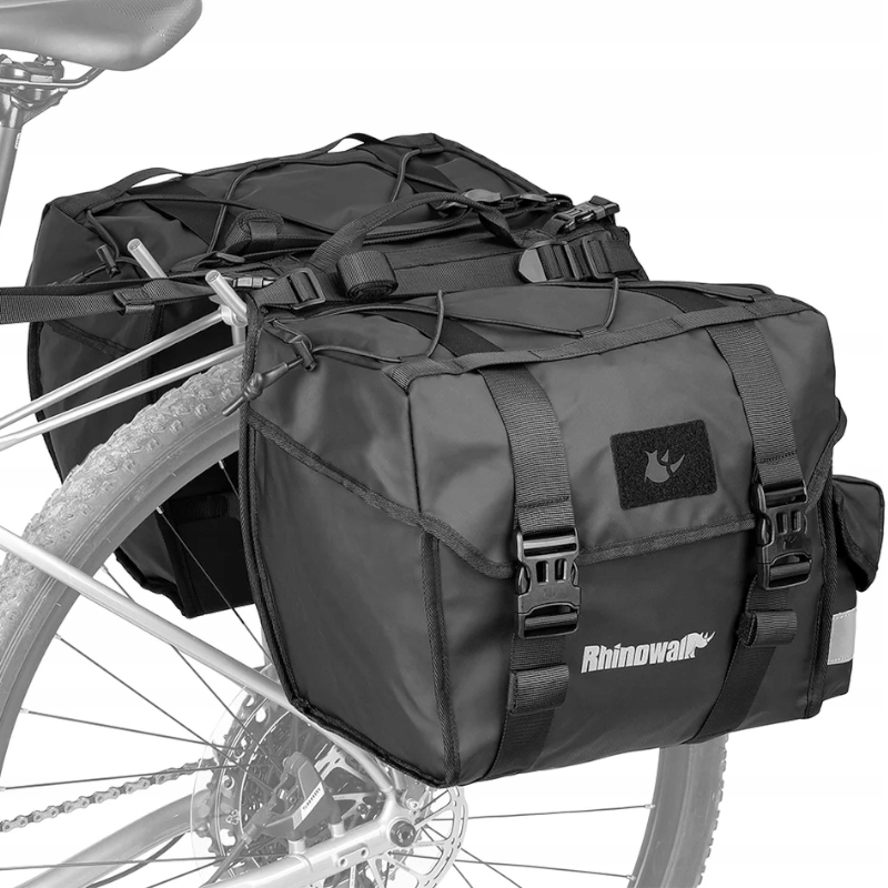 Sakwa Rowerowa Tylna Na Bagażnik Podwójna Wodoodporna Torba 50L Rhinowalk
