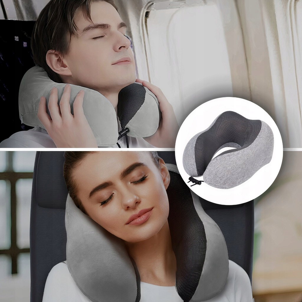 PODUSZKA PODRÓŻNA ROGAL POD SZYJĘ MEMORY TURYSTYCZNA DO SAMOLOTU 3D Kolor szary