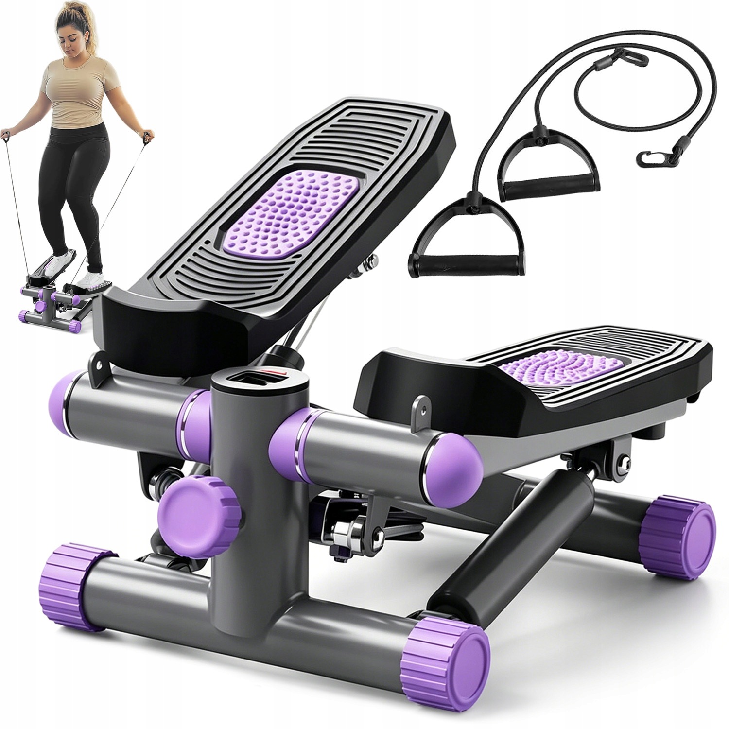 Stepper Do Ćwiczeń Fitness Skrętny Z Linkami Licznikiem Step 150KG Z Smar