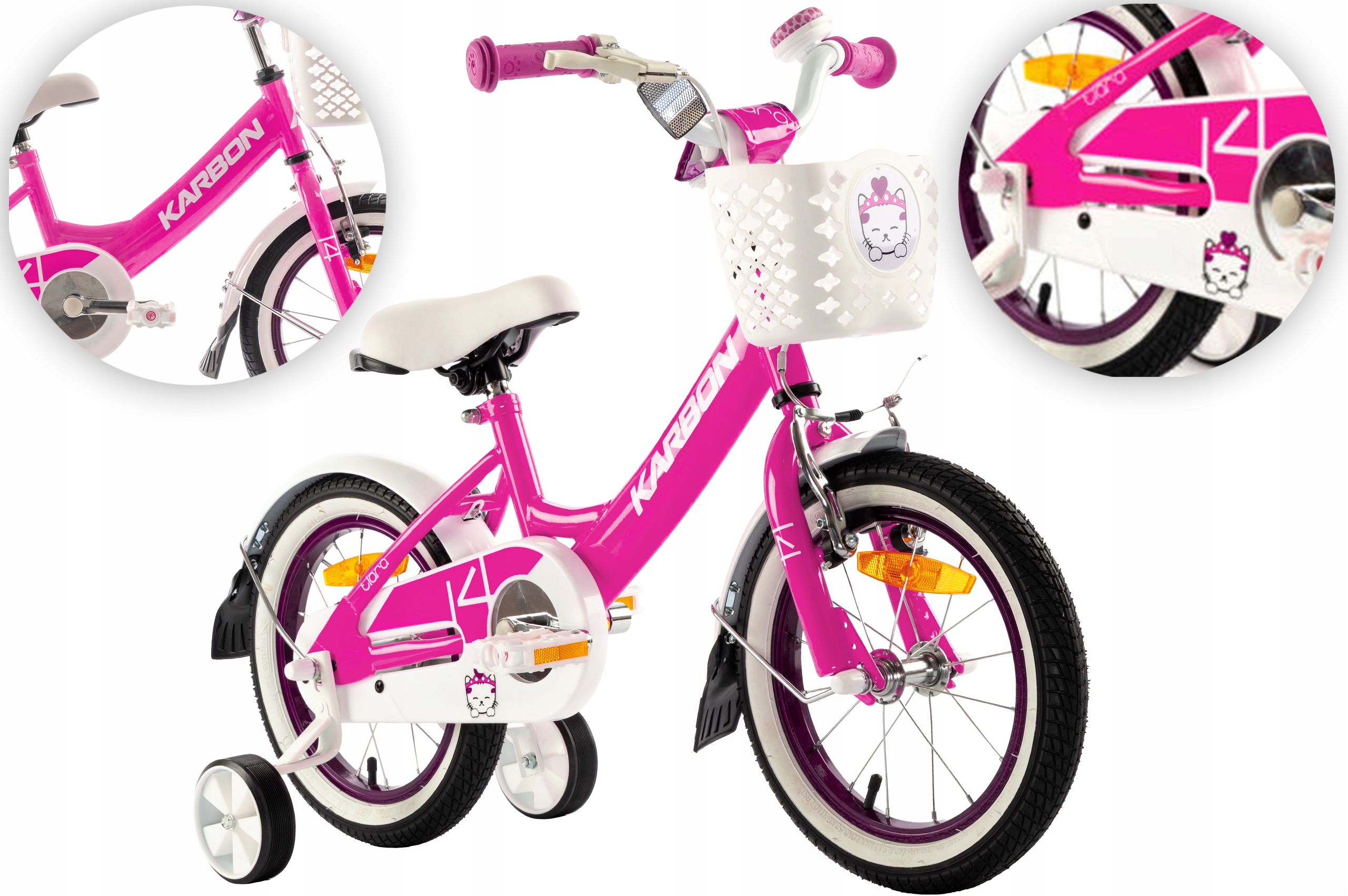 Rower dziecięcy 14" Karbon Tiara różowy R25