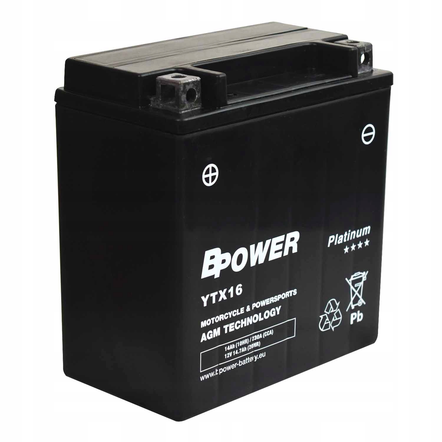 BPower Platinum AGM YTX16-BS 12V 14AH 230A ETX16