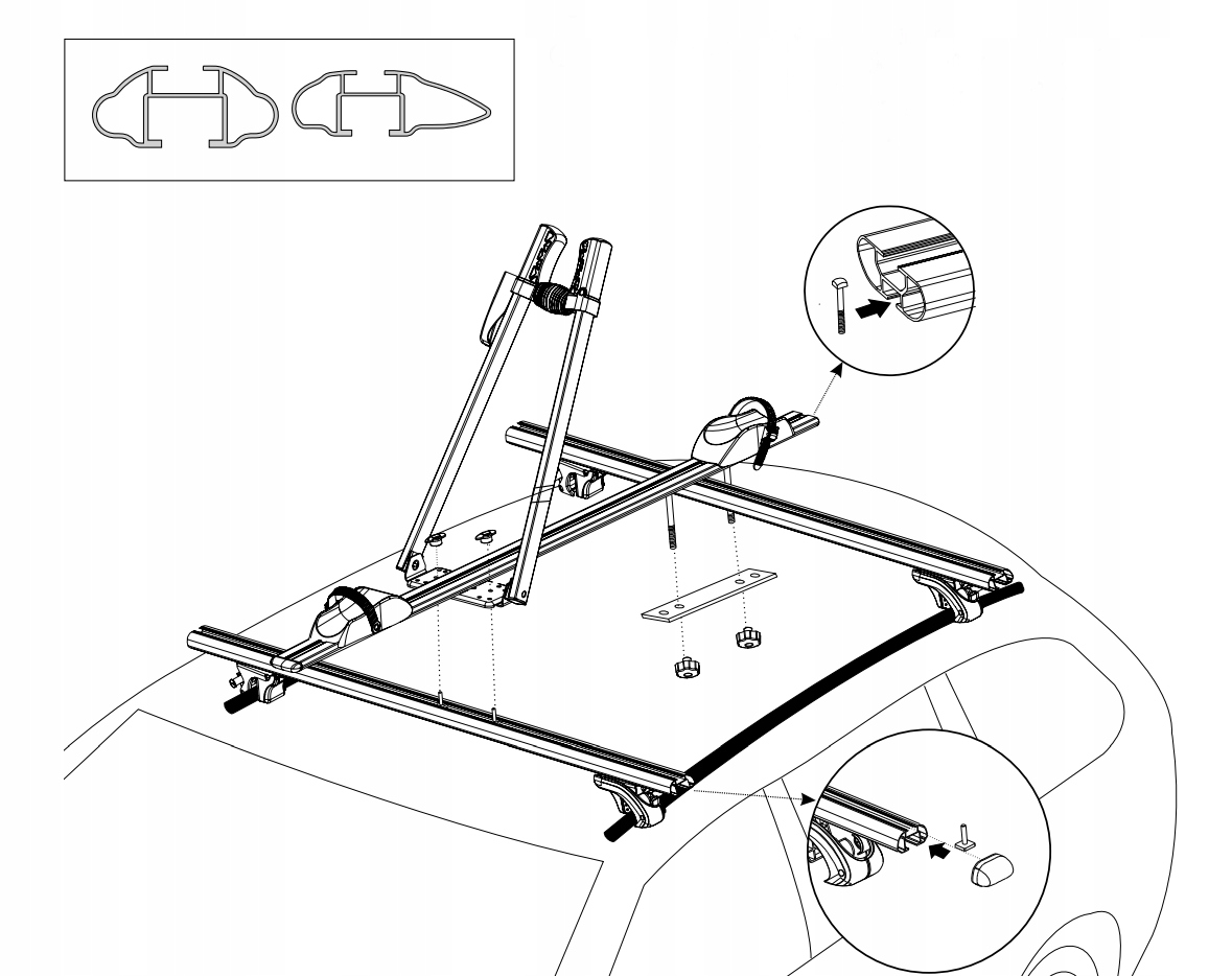 BAGAZNIK UCHWYT ROWEROWY NA DACH NA KAZDY ROWER Bicycle frame diameter 4060 mm