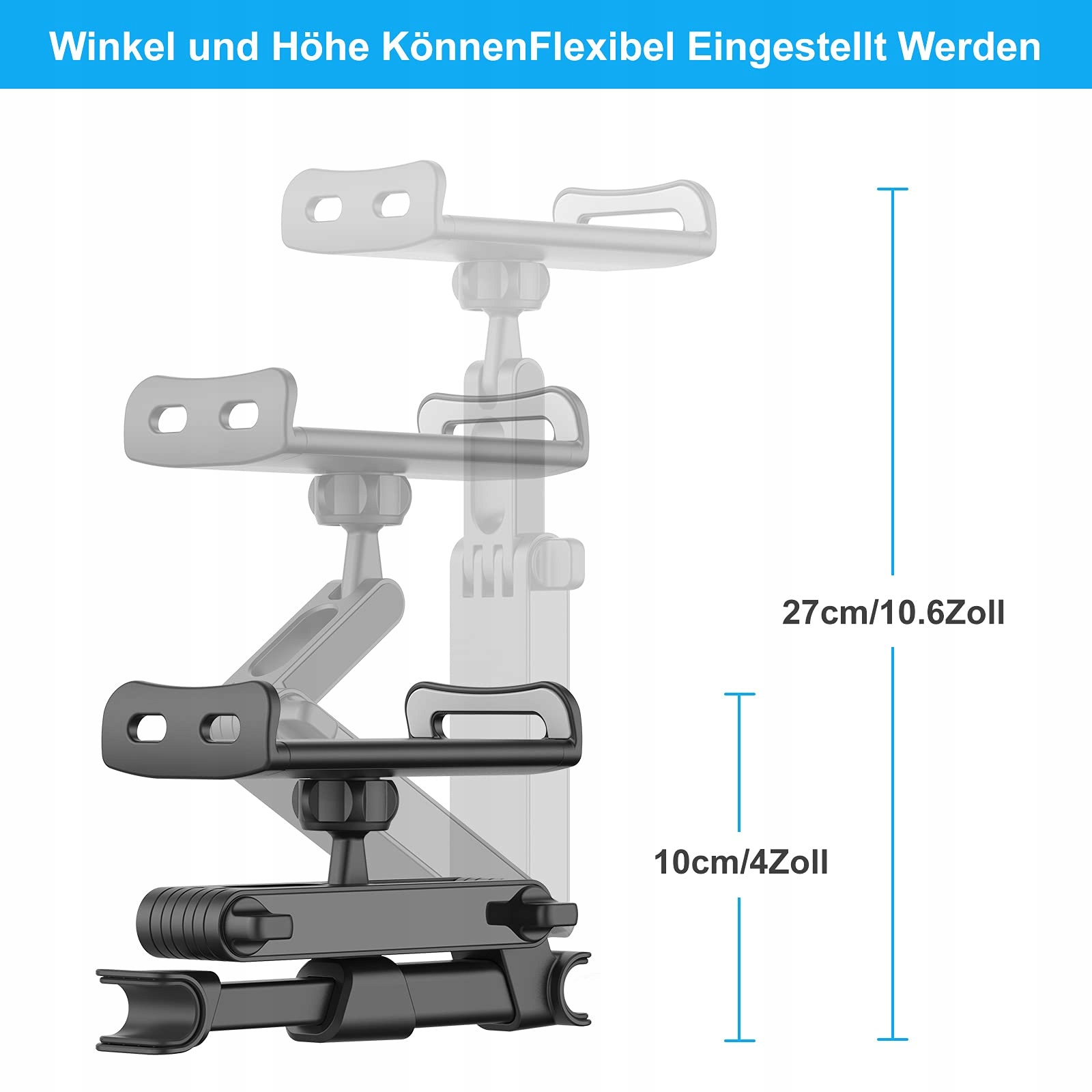 SHAWE Uchwyt Samochodowy Na Tablet Regulowany Uniwersalny Do iPad Kindle — miniatura 4