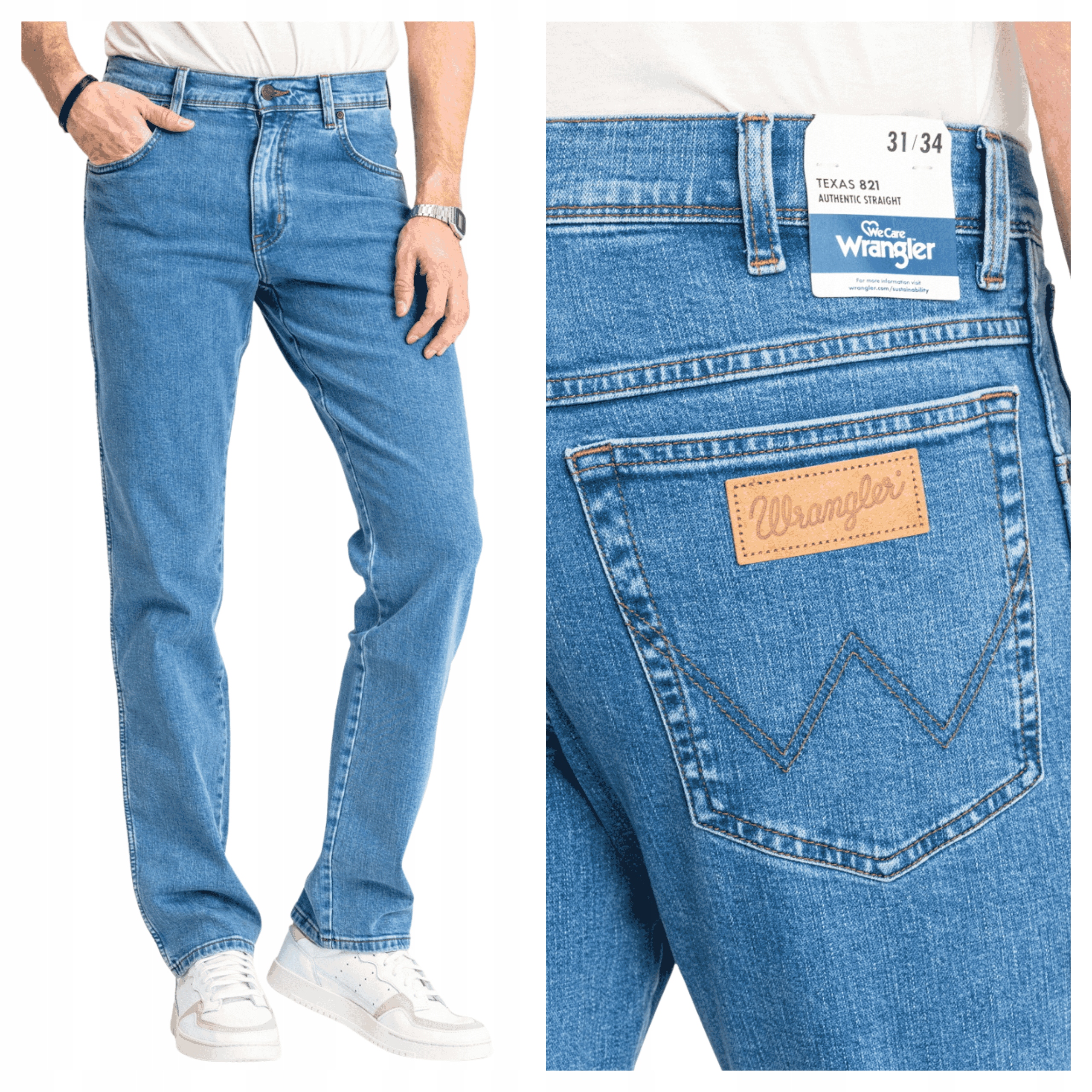 Wrangler Texas Pánské kalhoty Jeansy Rovné Džíny Regular Fit W46 L36