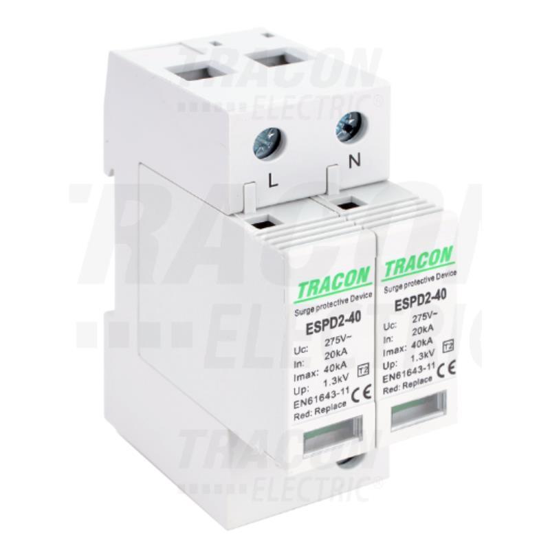 Omezovač přepětí T2 Ac vyměnitelné vložky ESPD2-40-1+1P