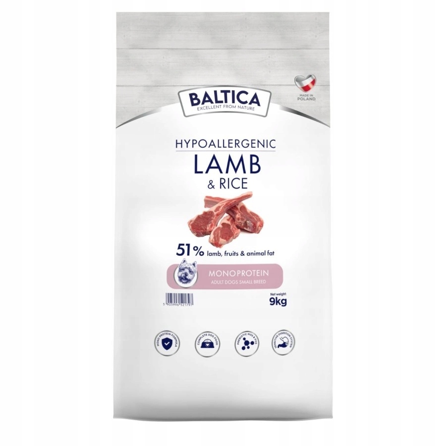 Baltica Hypoallergenic Adult Jagnięcina i Ryż 9kg Lamb & Rice Xs/s