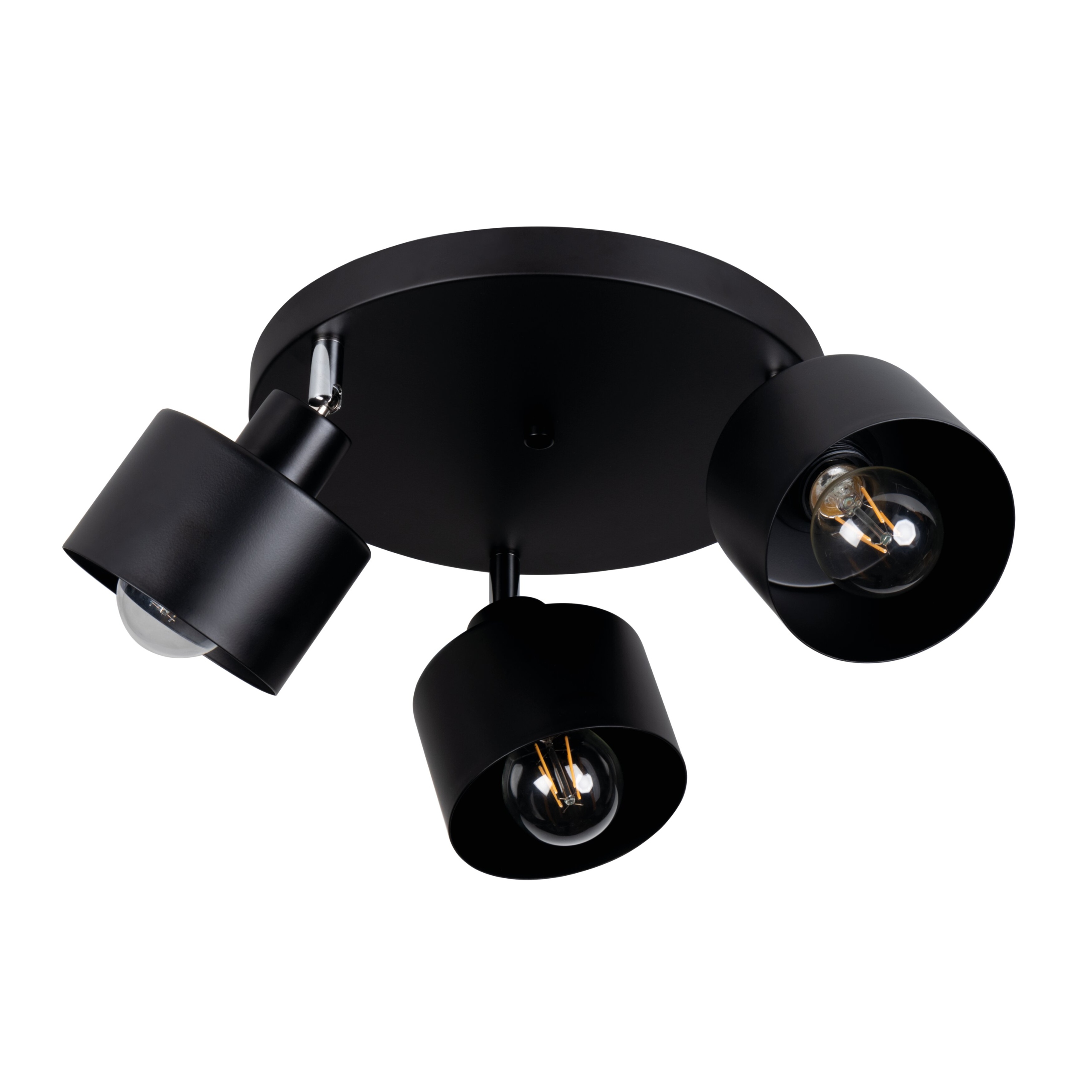 Lampa spot sufit okrągła 3x klosz plafon czarna