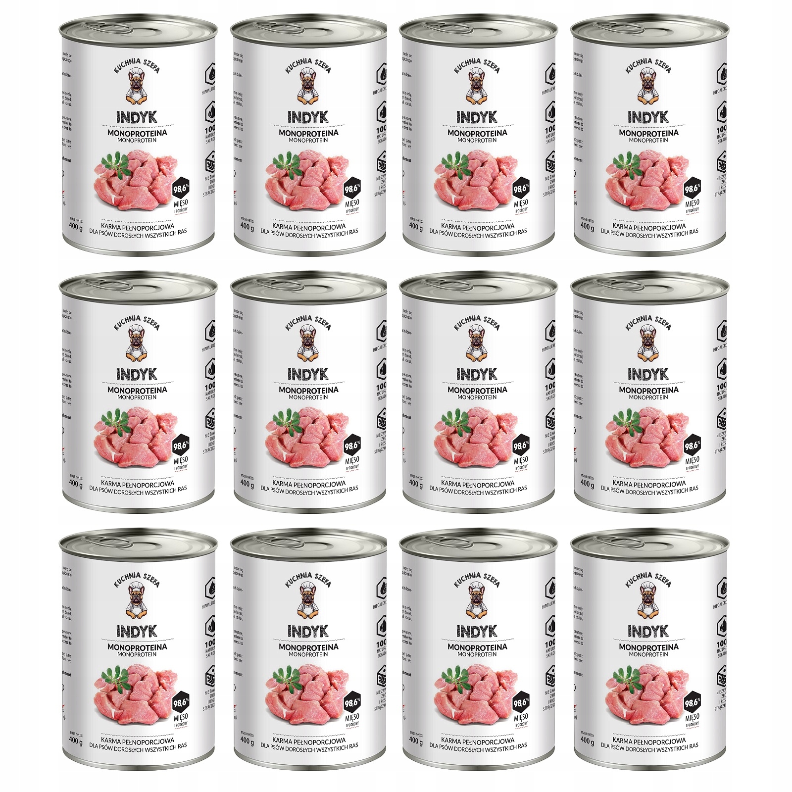 Kuchnia Szefa Mokra Karma Dla Psa Monoproteinowa Indyk Puszka 12x400g
