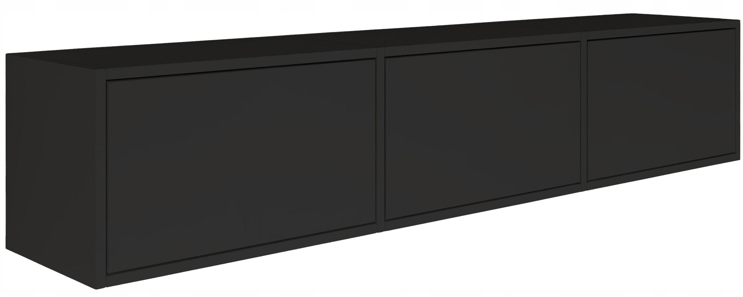 Závěsná Rtv skříňka Framme se třemi klapkami, 150 cm, černá