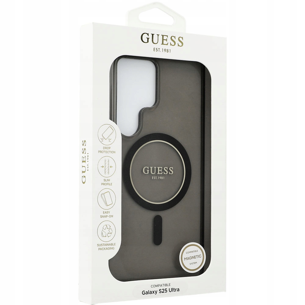 Zadní Kryt Guess Magnetic System pro Samsung Galaxy S25 Ultra Transparent/Black