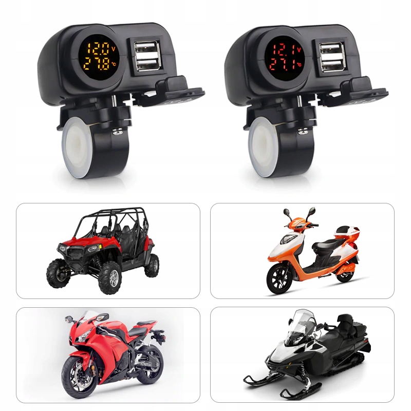 ŁADOWARKA MOTOCYKL WOLTOMIERZ TERMOMETR 2x USB 3w1 Producent inny