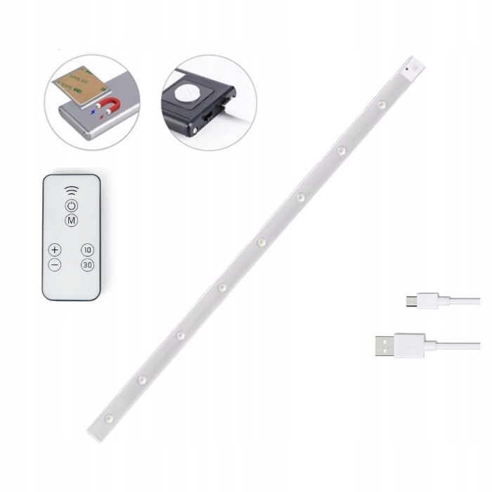 Lampa Led Z Czujnikiem Ruchu 120CM Usb Listwa Srebrna