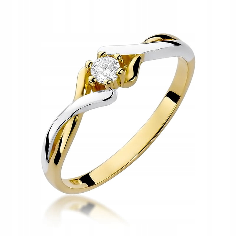 Zlatý prstýnek 585 s 0.10 ct kulatý diamantem pro klasické zásnuby