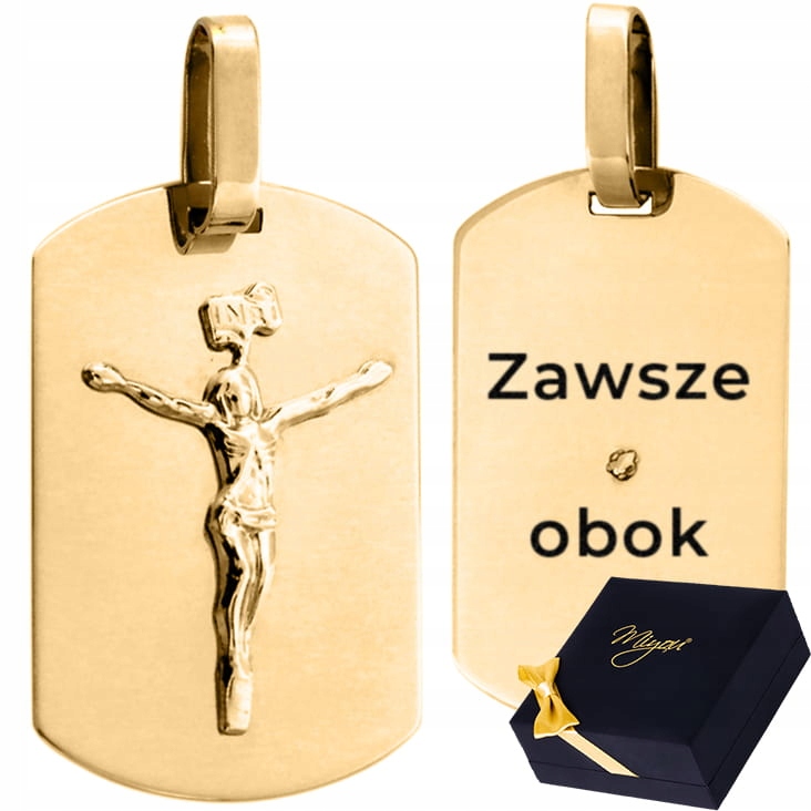 ZŁOTY NIEŚMIERTELNIK MĘSKI KRZYŻ Z WŁASNYM GRAWEREM ZŁOTO 585 Z PUDEŁKIEM