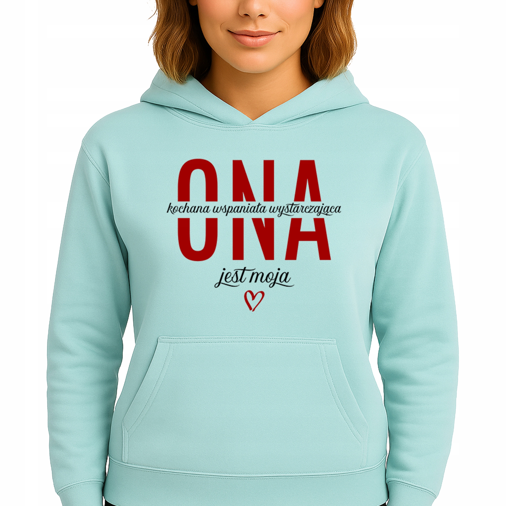 Mikina S Kapucí Mátová Hoodie Módní Ona je moje M