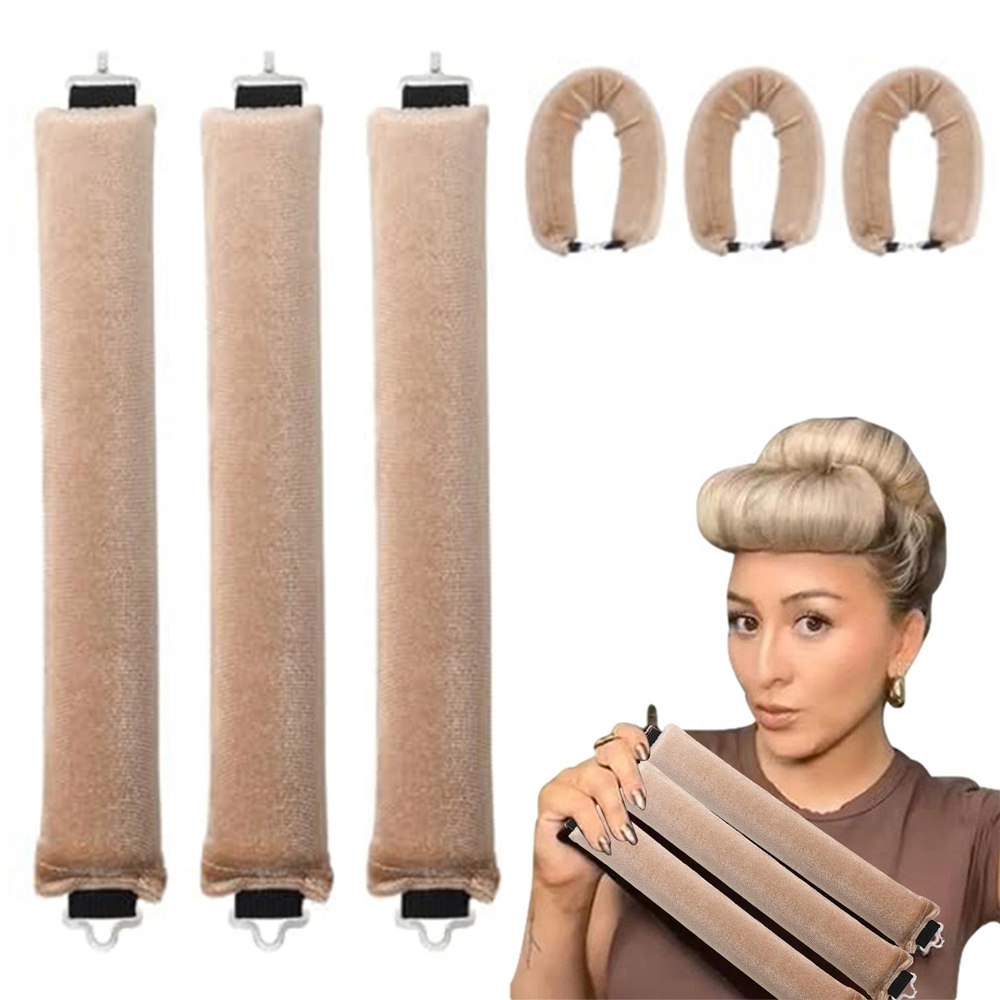 3 X Válečky Blowout Papiloty Pro Natáčení Vlasů Velvet Efekt Blowout Khaki