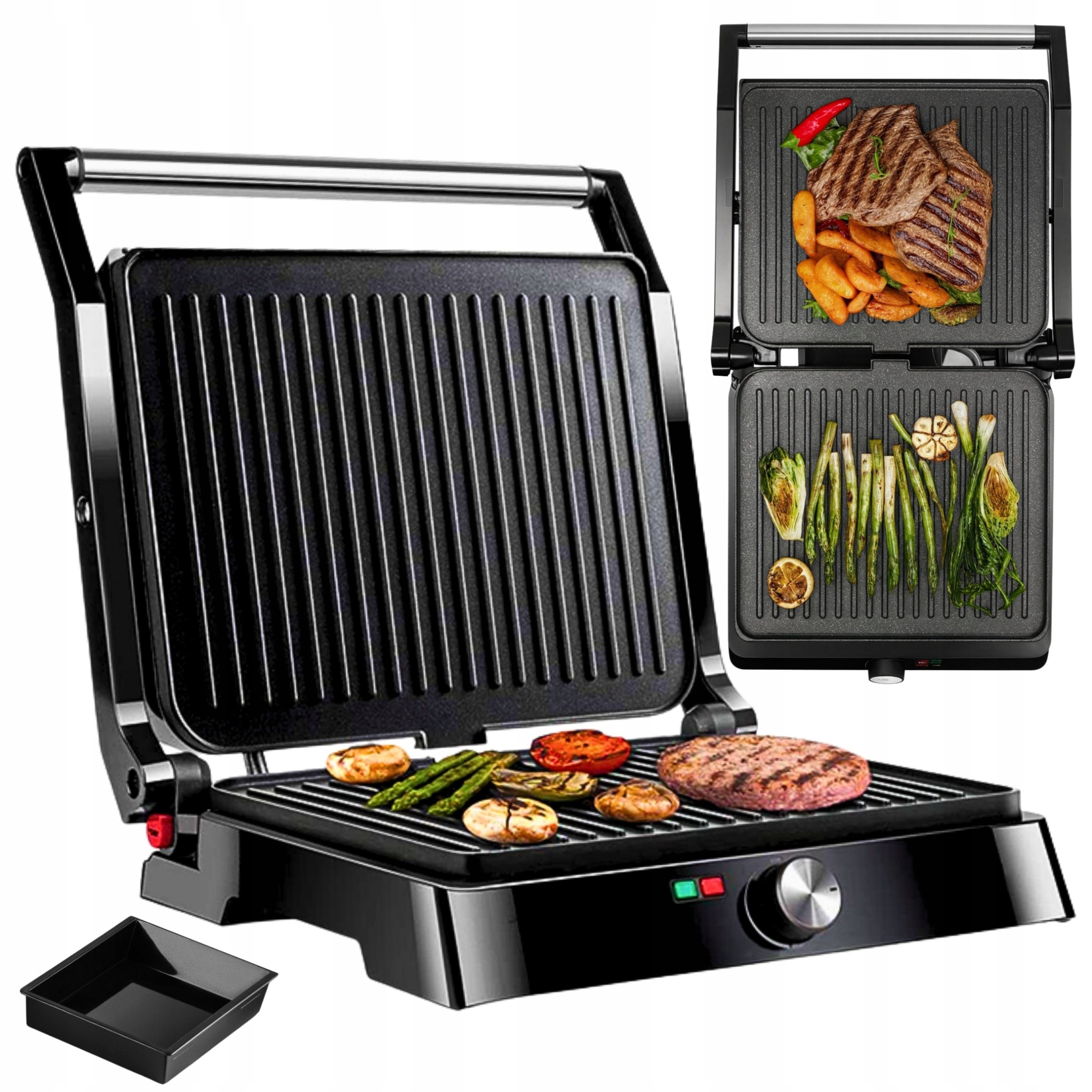 Grill Opiekacz Toster Elektryczny Do Kanapek Panini Rozkładany Duży 2400W