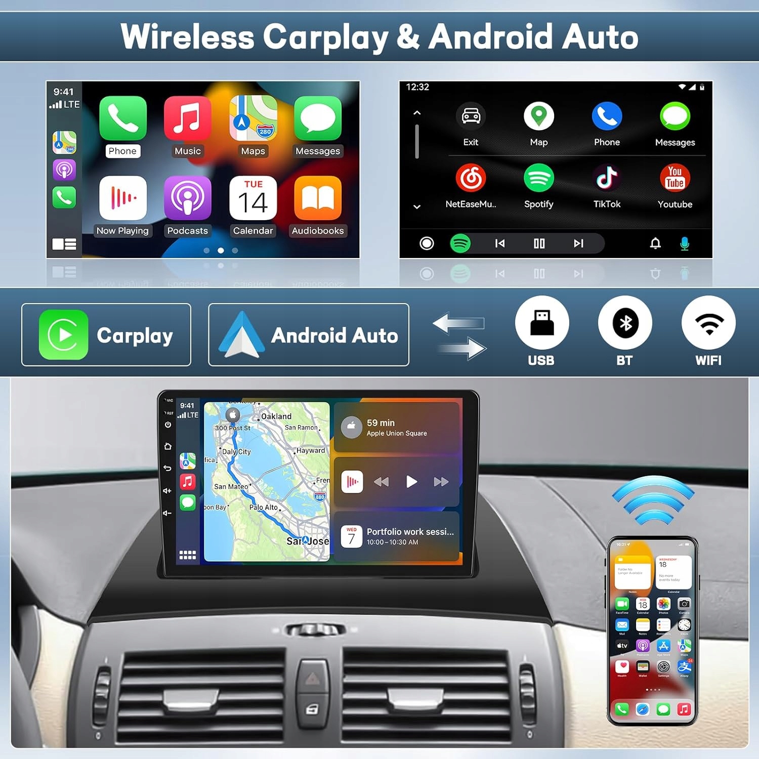 Autorádio 7palcový dotykový displej CarPlay, Android Auto, MirrorLink