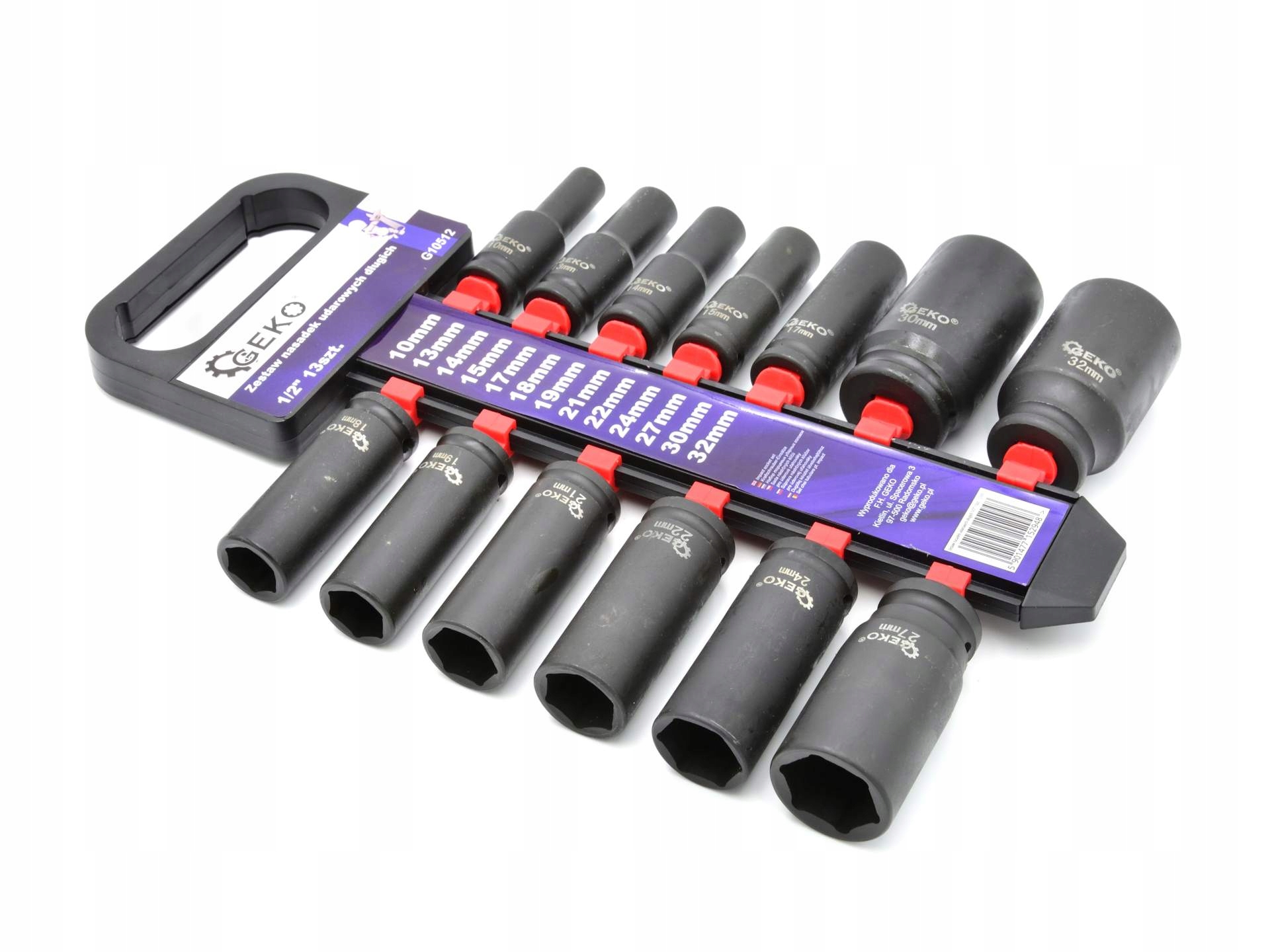 ZESTAW DŁUGICH NASADEK UDAROWYCH 1/2" 10 - 32MM 13 EL. Marka Geko