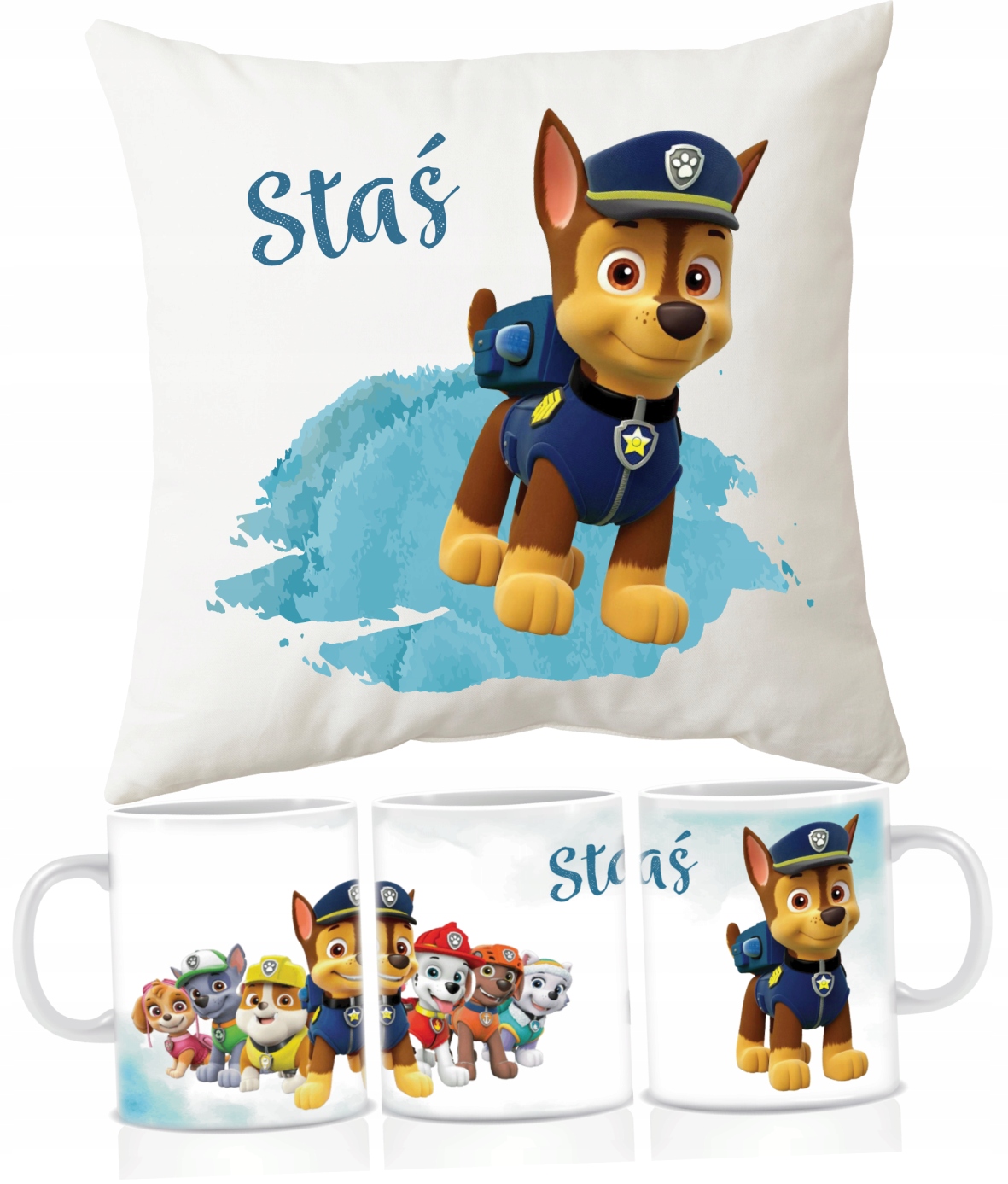 

Zestaw Poduszka Kubek Psi Patrol Imię