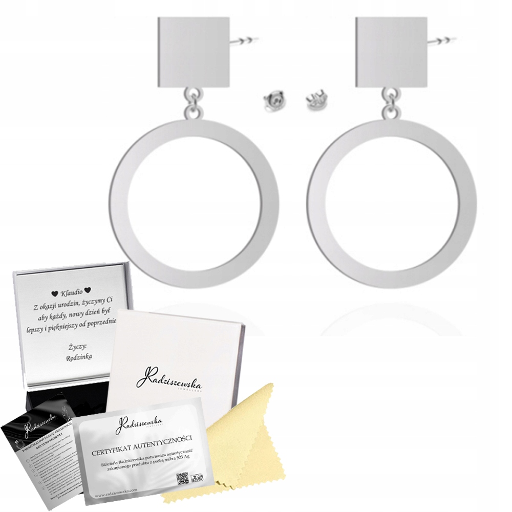 Závěsné Stříbrné Náušnice S Kolečky Čtverce 925 Dárek K Narozeninám Přání