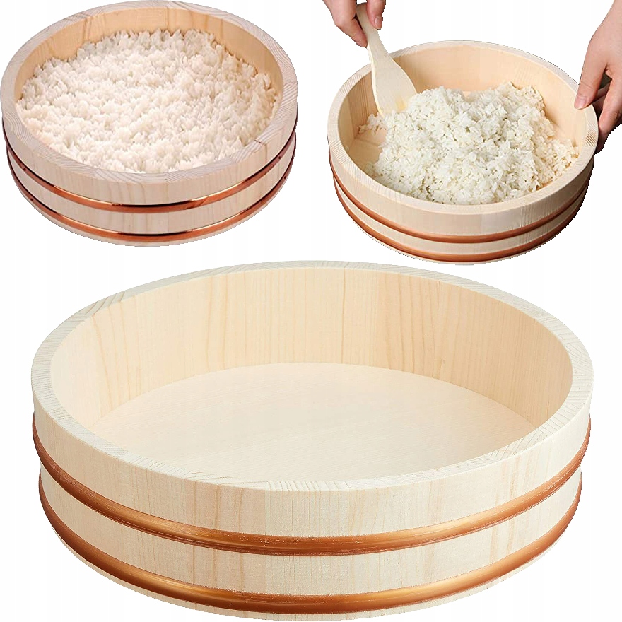 Levně Dřevěná miska na přípravu rýže na sushi Hangiri 27cm Emro Aziatica