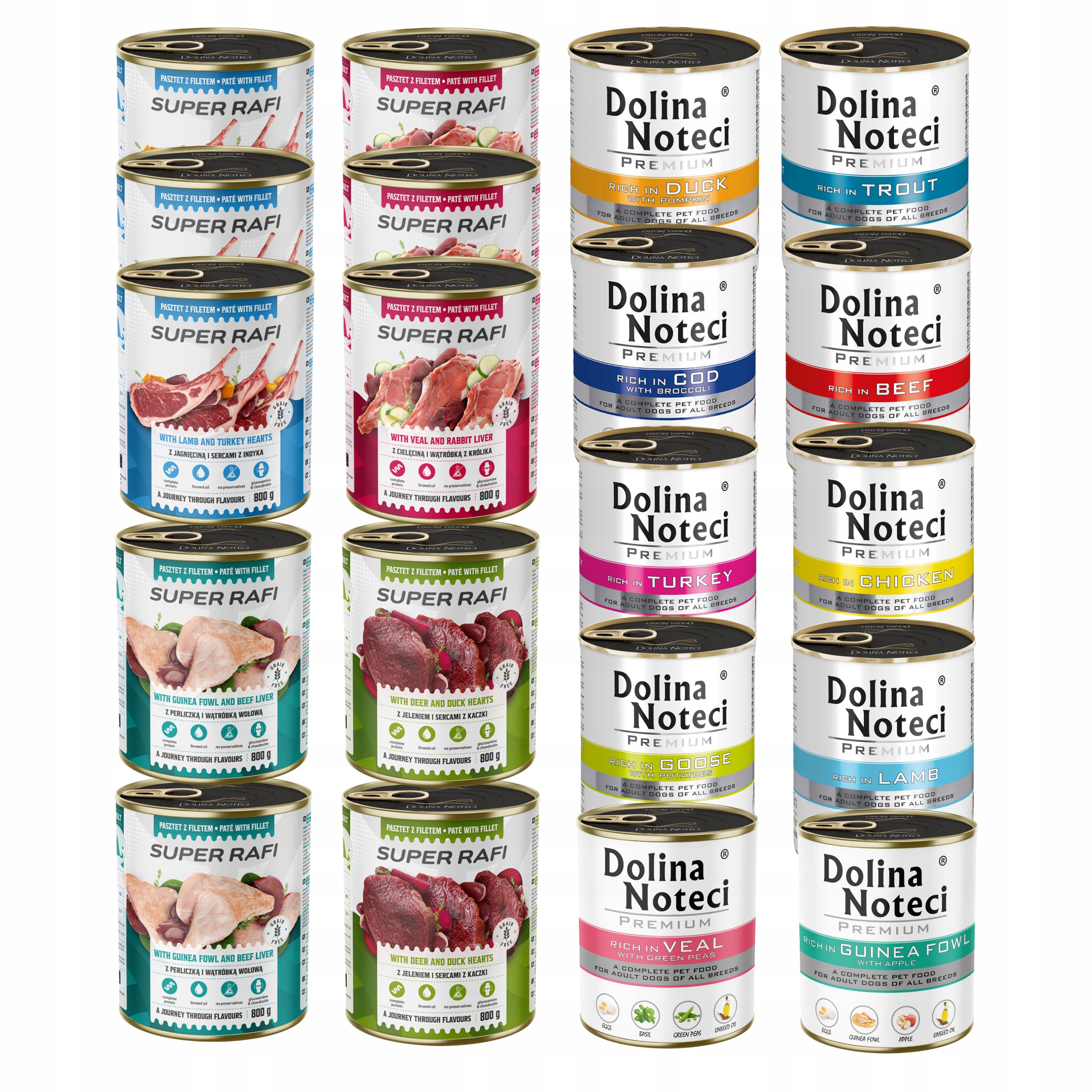 Krmivo pro psy Dolina Noteci Premium Rafi mix chutí 20 x 800 g