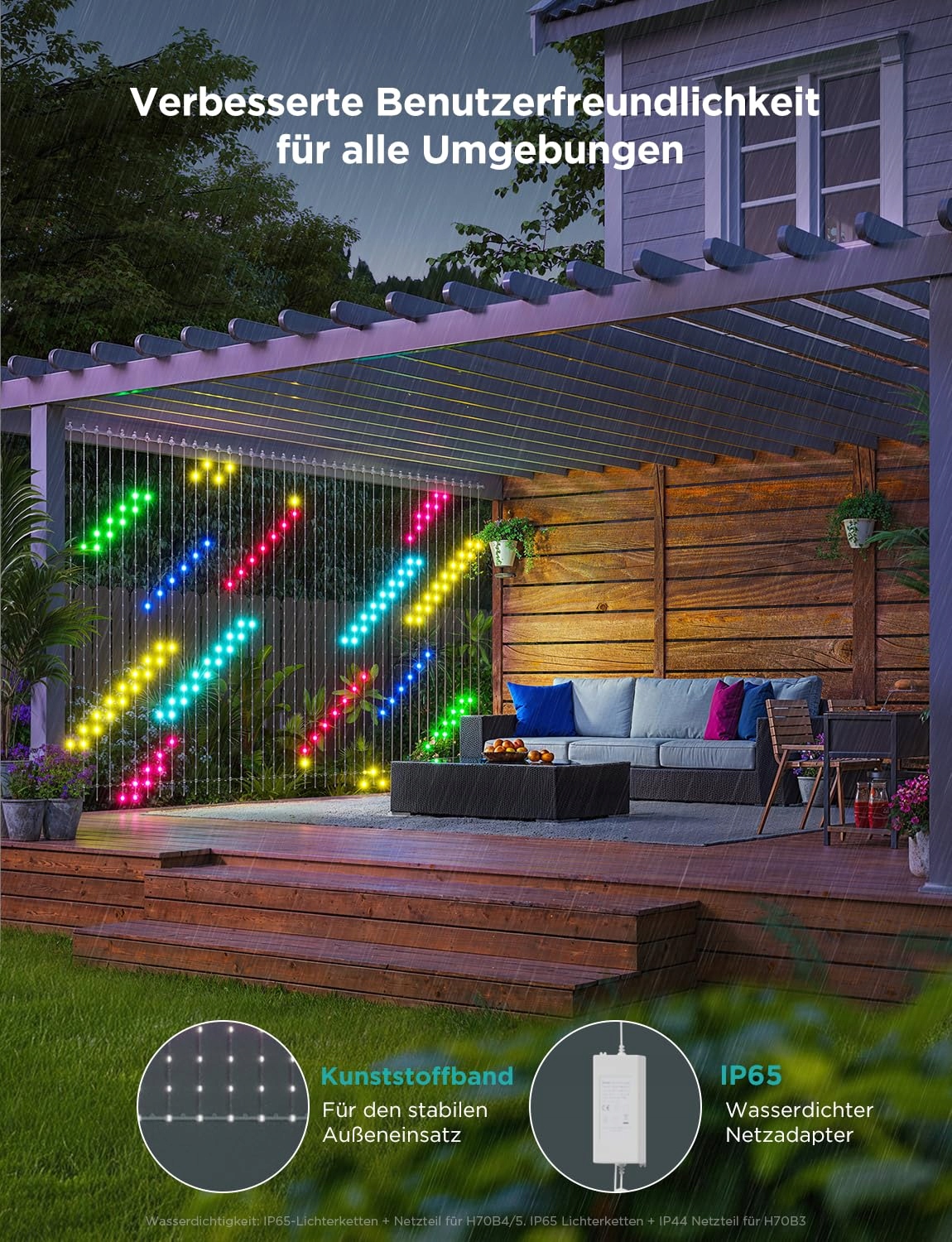 GOVEE Kurtyna LED 3x2m RGBIC IP65 Wodoodporna Kompatybilna z Alexa — miniatura 9