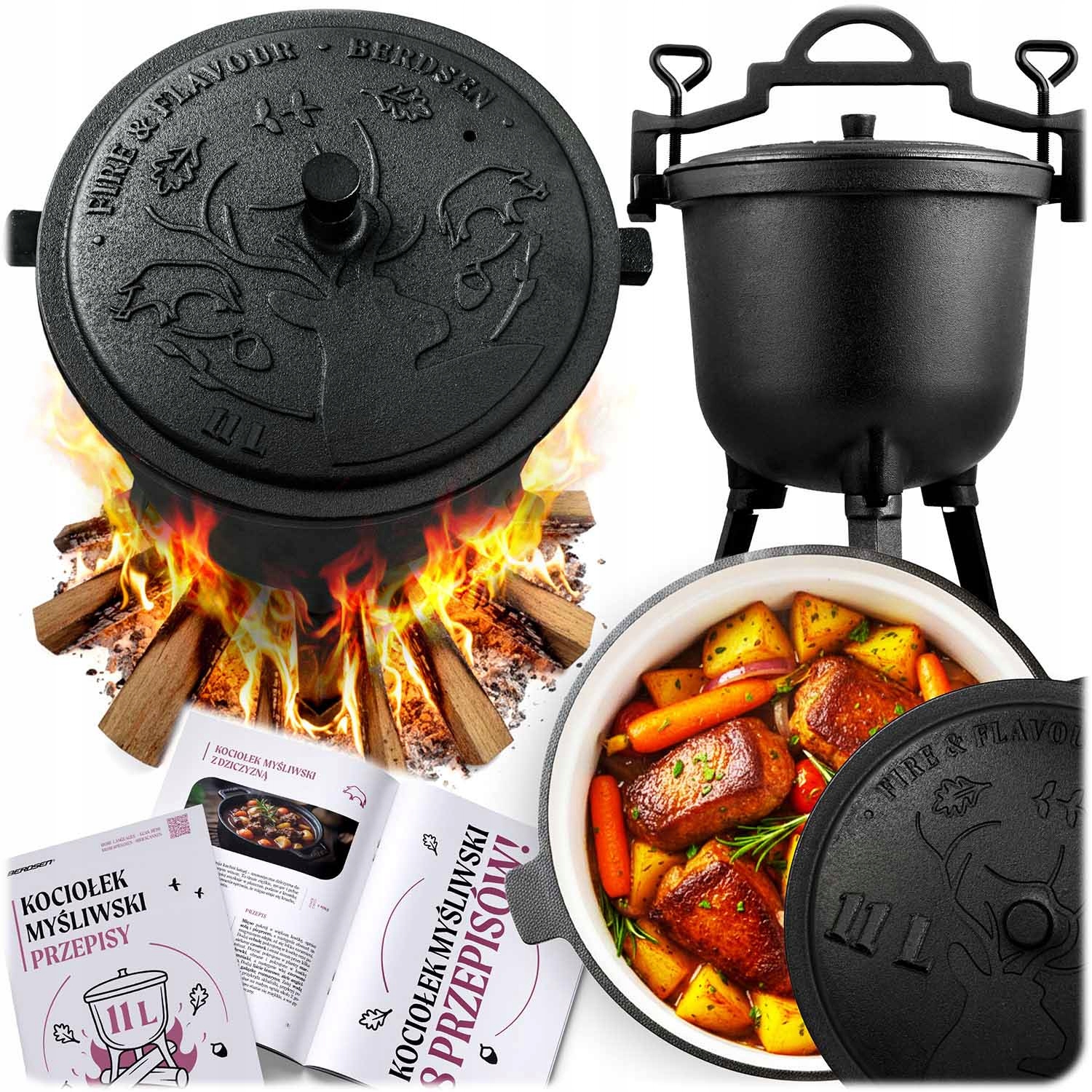 Smaltovaný Hrnec Smaltovaný Kotel 11 l Na Ohniště Trvanlivý Gril