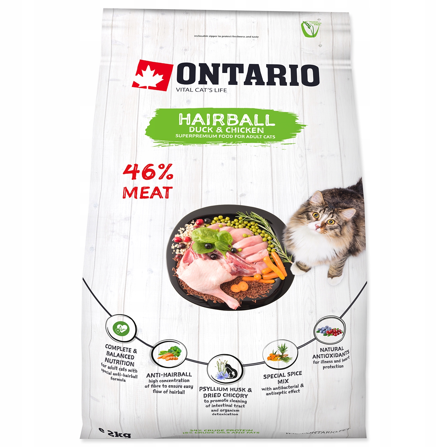 ONTARIO CAT HAIRBALL ODKŁACZAJĄCA KACZKA 2kg