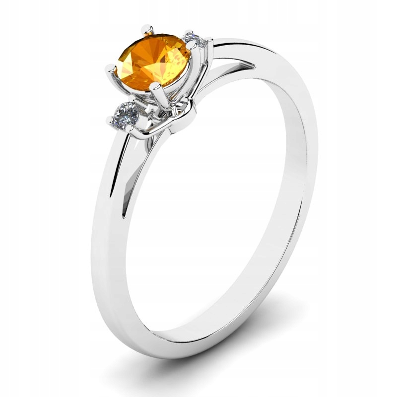 

Pierścionek Z Białego Złota Z Cytrynem I Brylantam