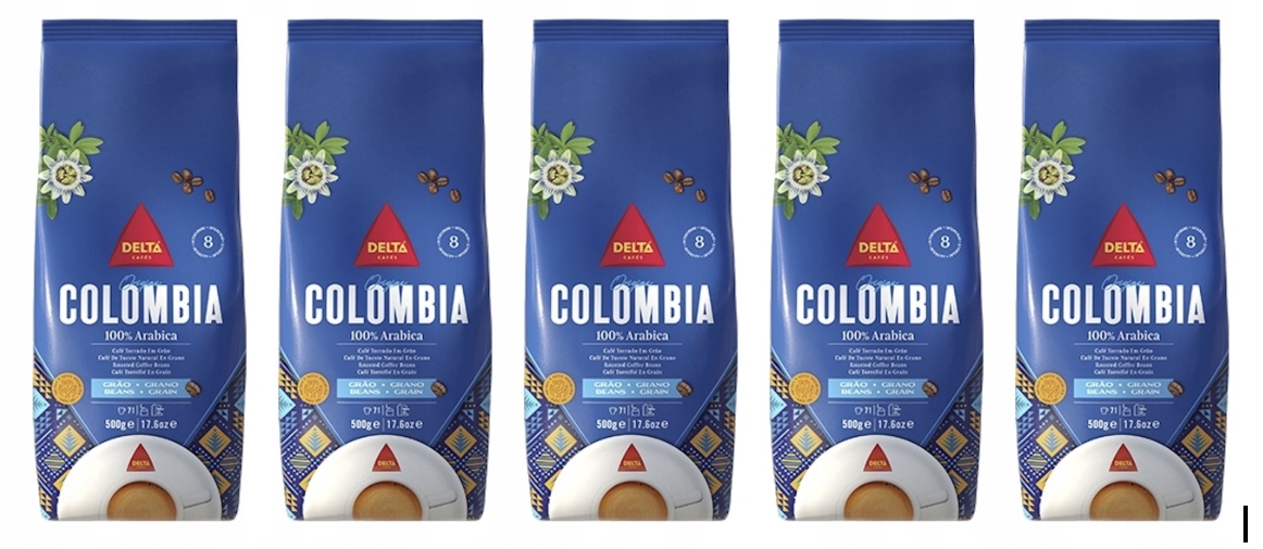 Levně 5 x Káva 100% Arabica zrnková tradičně pražená Colombia 1 kg Delta