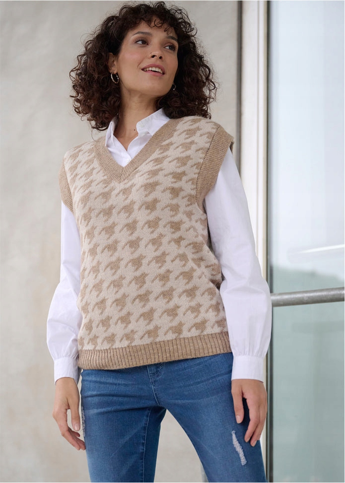 BONPRIX BEZRĘKAWNIK DAMSKI SWETERKOWY oversize R.S J129113