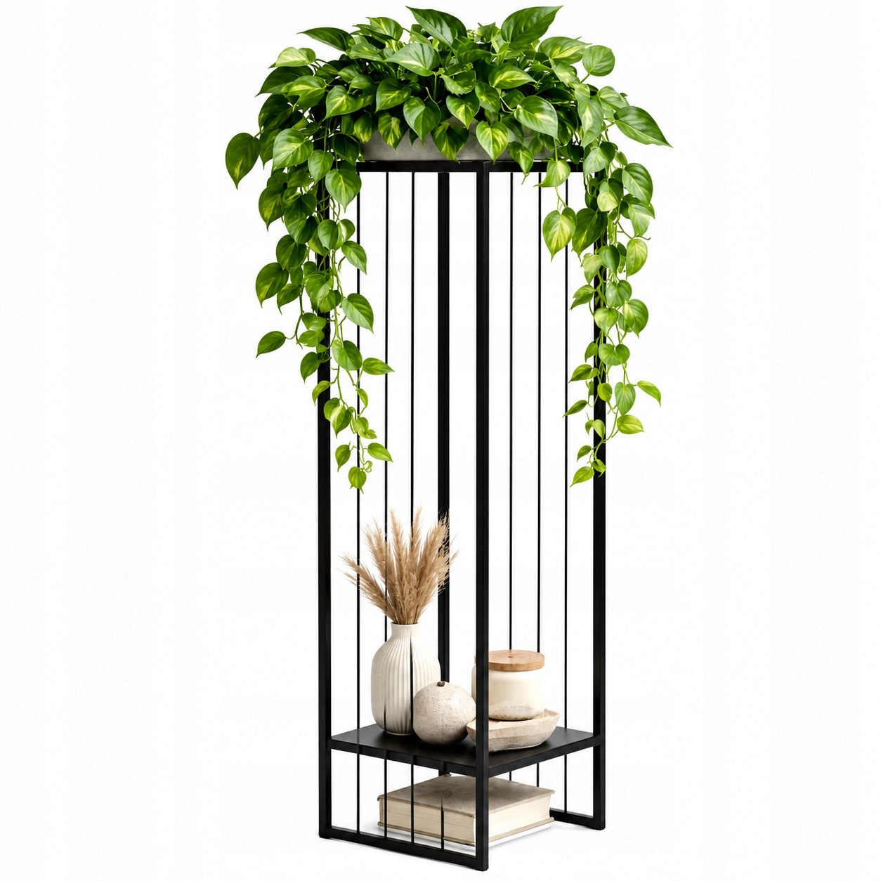 Držák Na Květináč Loft kovový 80 cm černý stojan 2 úrovně Industrial výrobce